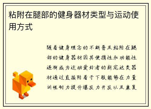 粘附在腿部的健身器材类型与运动使用方式