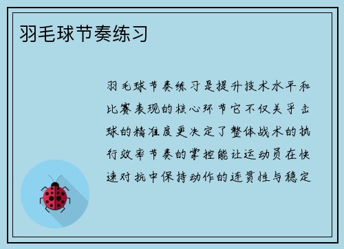 羽毛球节奏练习
