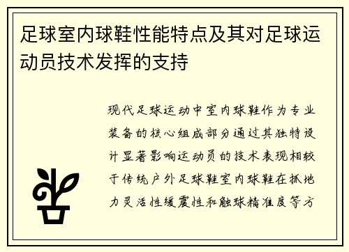 足球室内球鞋性能特点及其对足球运动员技术发挥的支持